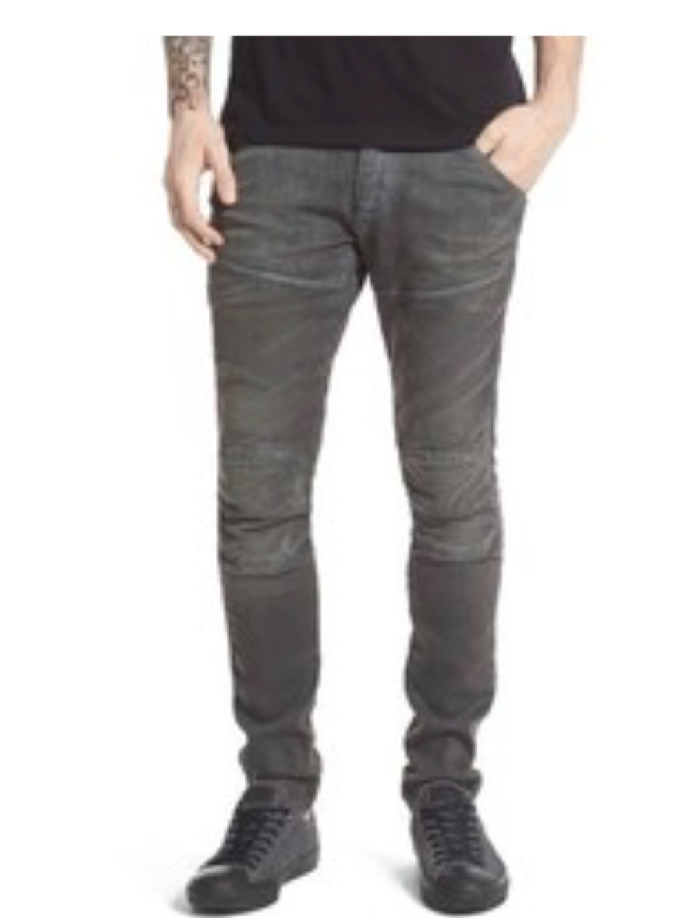 G ***Raw *** 5620 3D Mens Smoky Gray Super Slim Jeans